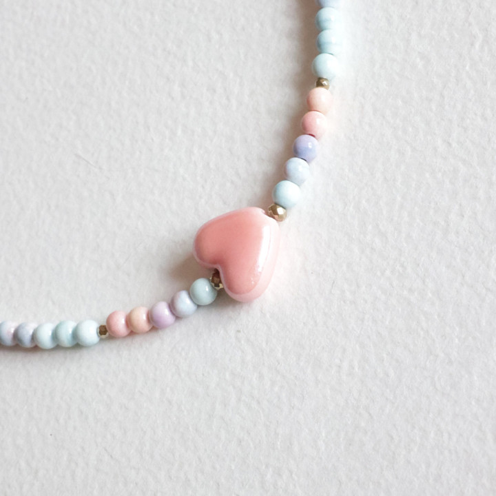 NASZYJNIK "POMARAŃCZOWE SERDUSZKO” - Agat tęczowy — zdjęcie 2